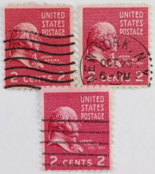 Марка 2 цента, США, Джон Адамс (розовый кармин) 1938-1939 год
